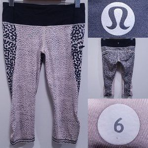 Lululemon Wunder Under Beige Polka Dot Yoga Crop Leggings Size 6 Small Pants